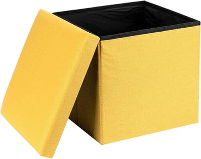 Voetenkruk Opbergdoos - Voetenbank Poef - Voeten Rusten - Opklapbaar Met Opbergruimte - 30x30x30cm - Grijs