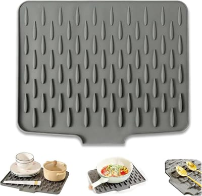 Afdruipmat voor servies en bestek, waterafvoerende en antislip werkbladbescherming (40 x 32,5 cm)