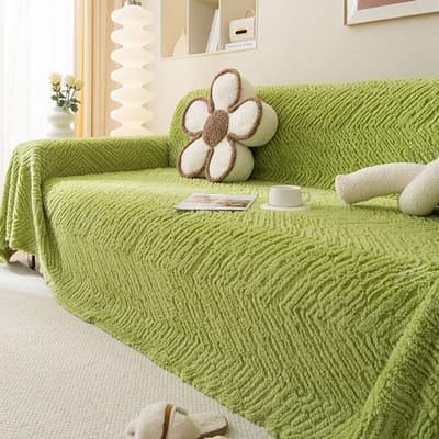 Ins Crème Stijl Licht Kleur Pluche Sofa Handdoek Verdikt Herfst en Winter Sofa Deken Volledige Hoes Universele Sofa Hoes Anti-kattenkrab 180*130cm