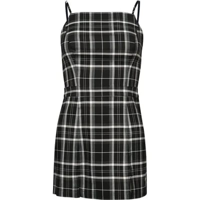 Superdry Vintage Check Cami Mouwloze Korte Jurk Zwart L Vrouw