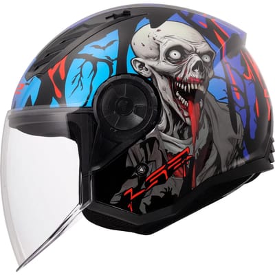 LS2 Helm Airflow II Zombie OF616 zwart / rood / blauw maat XXL