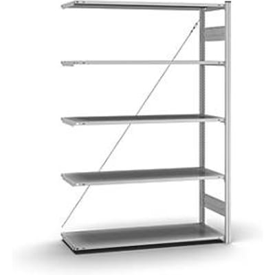 Insteekstelling Orion Plus - aanbouwsectie- L 1300 x D 500 x H 2000 mm - 5 legborden - draagvermogen per legbord 100 kg - verzinkt