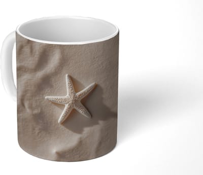 Mok - Koffiemok - Strand - Zeester - Zand - Beige - Mokken - 350 ML - Beker - Koffiemokken - Theemok