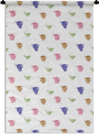 Wandkleed - Wanddoek - Patronen - Thee - Theekop - 120x180 cm - Wandtapijt