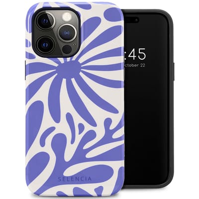 Selencia Hoesje - Geschikt voor Apple iPhone 14 Pro Max - Backcover - Modern Bloom Sapphire Blue