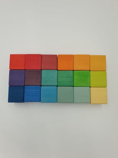 Houten blokken - Regenboogkleuren - 18 Stuks - Open einde speelgoed - Educatief montessori speelgoed