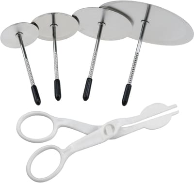 Daity 5-delige taartdecoratieset met spijkers en kelkjes - roestvrijstalen bakgereedschap voor het decoreren van taarten met suikerbloemen (wit)
