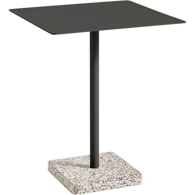 HAY Terrazzo-tuintafel - vierkant 60 x 60 cm - Terrazzo grijs - donkergrijs