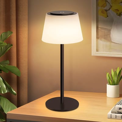 NETTLIFE Tafellamp LED - draadloze batterij - Touch Dimbaar - Zwart - IP44 Waterdicht - 3600mhA batterij - Moderne - met USB oplaadbare - voor Woonkamer | Slaapkamer