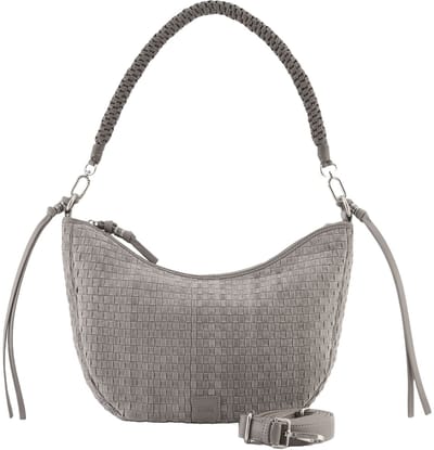FREDsBRUDER schoudertas Weave Harmony Round Midi Hobo Bag Cool Grey Lichtgrijs