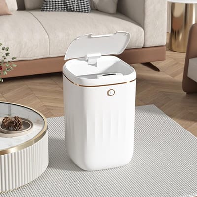 Automatische Prullenbak - Sensor Vuilnisbak - Keuken Badkamer - Waterdicht Ontwerp - 20L Capaciteit - Wit Goud