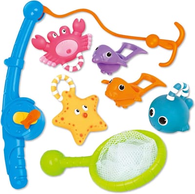 Badspeelgoed Set - Waterpret Spelletjes - Bad Tijd Verrijken - 8 Delige Collectie - 25cm Opbergtas - Meerkleurig