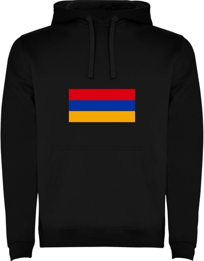 Zwarte Hoodie met Wereldse vlag land Armenie Full Color Maat M