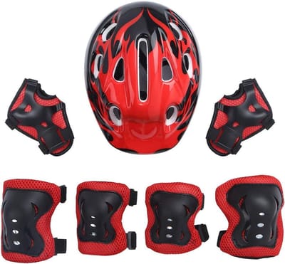 Kinder Beschermingsset - Helm en Pads - Veilig Sporten - Compleet 7-Delig - 50-54 cm hoofdomtrek - Blauw