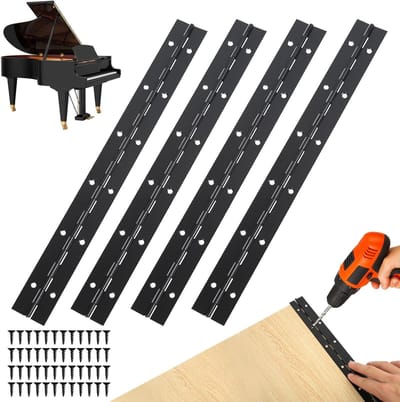 Zware Piano Scharnieren van RVS, 30cm/12" Doorlopende Scharnieren met Gaten, Perfect voor Kastdeuren en Raamconstructies, Inclusief Schroeven