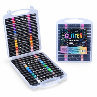 Acrylstiften - 48 glitterkleuren 24 stuks - vloeibare inkt - voor handlettering en tekenen - basisverpakking