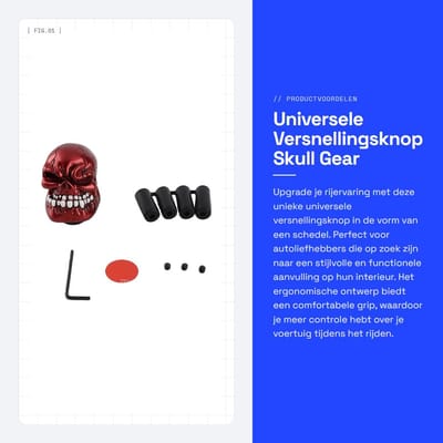 Dailygoods- Versnellingsknop Schedel - Universele Auto - Eenvoudige Installatie - Antislip Handvat - Hoogwaardige Hars - Geschikt voor Handgeschakelde/Automatische Transmissie - Shifter
