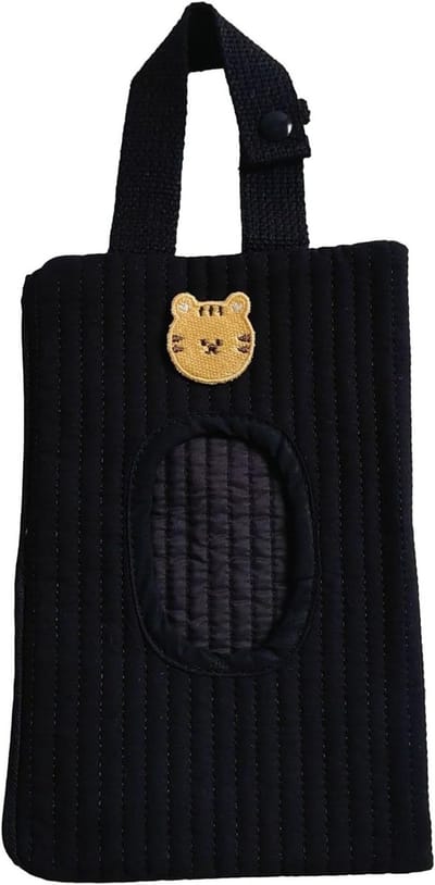 Babydoekjes Houder - Veeg Pouch Opberger - Babyverzorging Onderweg - Gewatteerd Dierenpatroon - 23 x 17 x 1 cm - Zwart