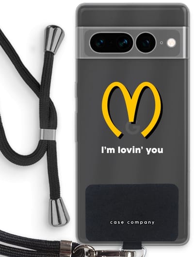 Case Company® - Hoesje met koord geschikt voor Google Pixel 7 Pro hoesje met Koord - I'm lovin' you - Telefoonhoesje met Zwart Koord - Bescherming aan alle Kanten en Over de Schermrand