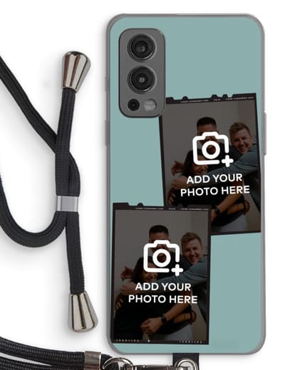 Gepersonaliseerd - Case Company® - Hoesje met koord geschikt voor OnePlus Nord 2 5G hoesje met Koord - Polaroid Zwart - Telefoonhoesje met Zwart Koord - Bescherming aan alle Kanten en Over de Schermrand