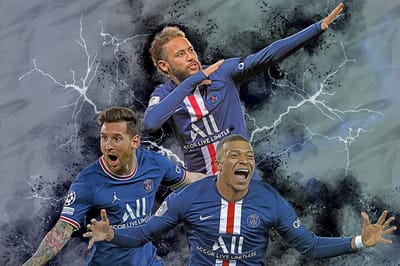 Poster Messi Neymar Mbappé - Geschikt om in te lijsten - Voetbal Posters - 43.2 x 61 cm (A2+) - Voetbal Cadeau