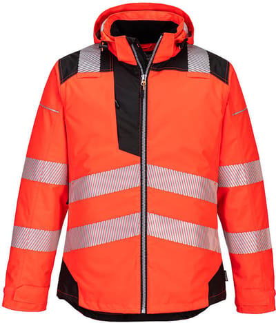 Portwest PW3 Hi-Vis Winterjack T400 - Rood/Zwart - L