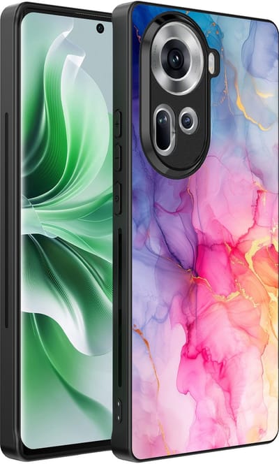 Smartphonica Telefoonhoesje Geschikt voor Oppo Reno 11 met marmer opdruk - TPU backcover case marble design - Regenboog geschikt voor Oppo Reno 11