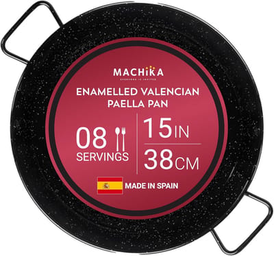 Grote Paella Pan 38 cm - Geëmailleerd Staal voor Authentieke Spaanse Rijstgerechten