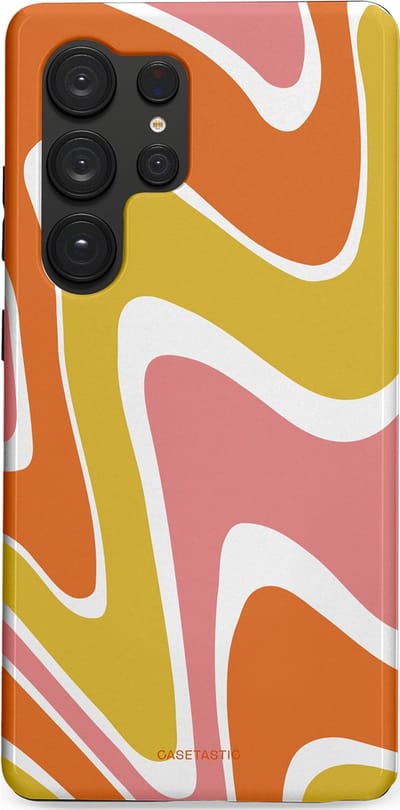 Casetastic hoesje geschikt voor Samsung Galaxy S25 Ultra - Dubbellaagse bescherming - Retro rave - Fashion Case - Goud Terracotta Koraal Wit