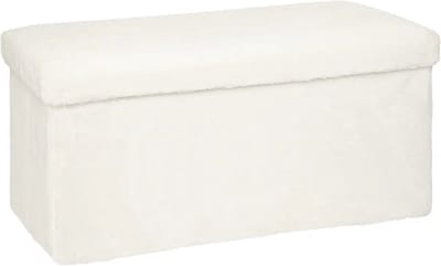 Atmosphera Ezzio Poef - Pluche extra zacht - Wit - 76 x 38cm