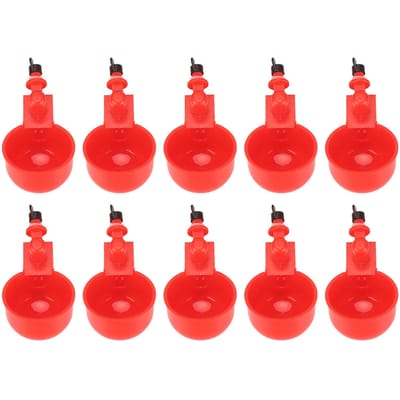 Tasses abreuvoirs pour poulets Abreuvoirs à remplissage automatique Kit d'abreuvement pour poulets Bol d'eau pour volailles pour Canards Oies Dindes red