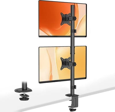 Verticale batterijhouder voor dubbele computerschermen verstelbaar in hoogte en kantelbaar voor 17-32 inch schermen - maximale belasting 9 kg per arm VESA 75/100 mm