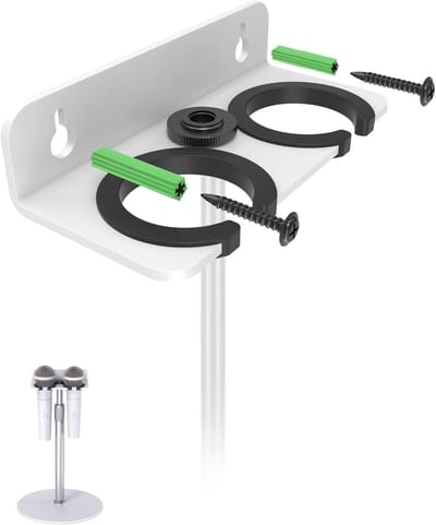 Multi Microfoonhouder voor Mic Stand - Opslag Organizer voor Handheld Dynamische Bedrade en Draadloze Microfoons - Wandmontage met Rubber Padding voor 5/8"-27 of 3/8"-16 Draad
