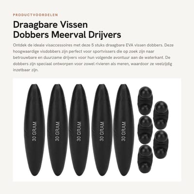 Dailygoods- Visdobbers 5 Stuks - Draagbare EVA Vlotters - Hoge Gevoeligheid - Meerval Drijvers - Outdoor Vissen Accessoires - Zwart - Visfloat
