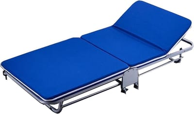 Opvouwbaar Campingbedje - Draagbaar Bed - Logeren en Ontspannen - Inclusief Matras - 65cm Breed - Blauw