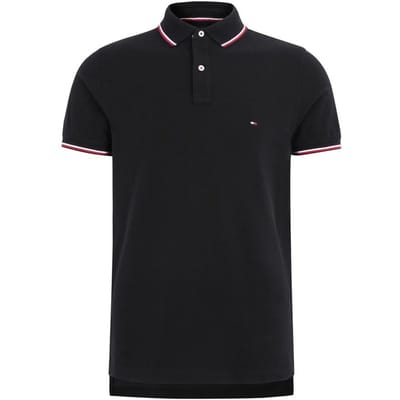 Tommy Hilfiger Kleurblok Afwerking Pique Slim Fit Commuter Poloshirt Heren tops Zwart MW0MW13080BDS XL black