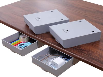 Onder Bureau Lade - Zelfklevende Opberger - Bureau Organisatie - Verborgen Opbergruimte - 20x15x5 cm - Grijs