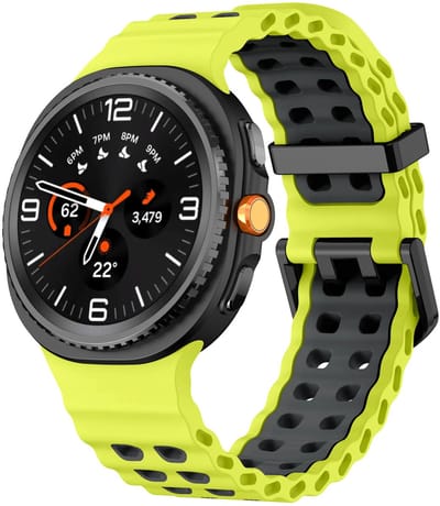 Strap-it Ocean siliconen bandje met gespsluiting geschikt voor Samsung Galaxy Watch 9 (40/44mm) / Watch 8 (40/44mm) / 8 Classic (46mm) - lime/donkergrijs