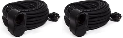 Benson Verlengsnoer rubber - 2x - 20 meter - spatwaterdicht IP44 - 3500W - 3-polig