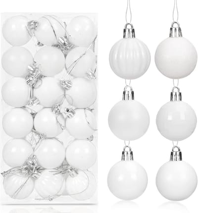 SnelShoppen - Kerstballen Wit Set van 36 Stuks 4 cm Plastic Kerstboom Versieringen voor Feestelijke Kerstdecoraties