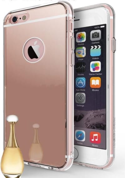 Hoesje geschikt voor Apple iPhone 6 Plus / 6+ - Siliconen Spiegel Hoesje Rose Goud Achterkant (Roze Gold Mirror TPU Case)