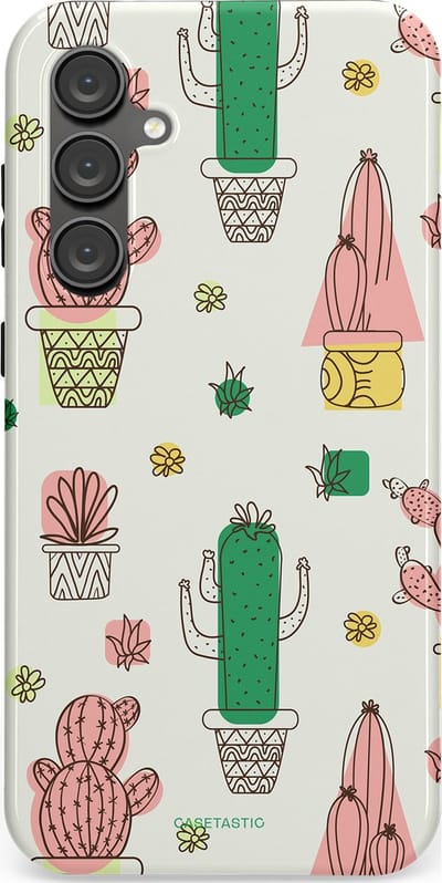 Casetastic Hoesje Geschikt voor Samsung S23 FE - Stijlvolle Beschermende Duo-layer Case - Vrolijke cactus