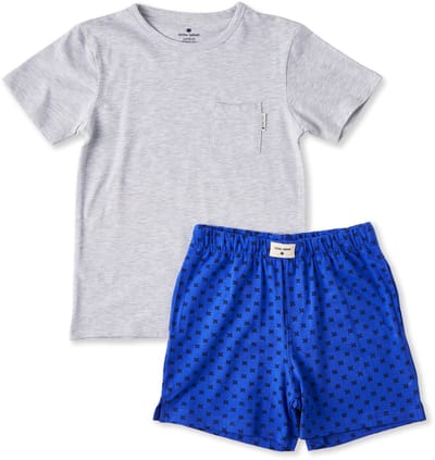 Little Label - korte pyjama jongens - grijs X - 110-116 / 6Y - extra zachte bio-katoen