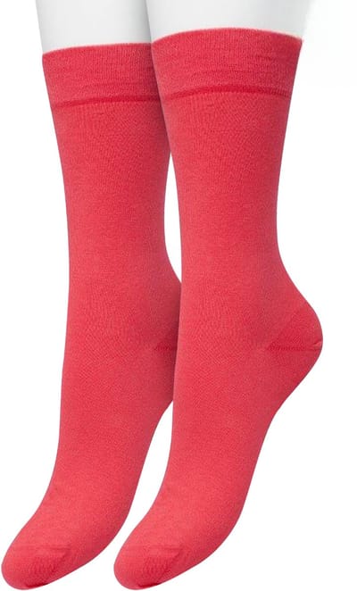 Bonnie Doon Basic Sokken Dames Roze maat 36/42 - 2 paar - Basis Katoenen Sok - Gladde Naden - Brede Boord - Uitstekend Draagcomfort - Perfecte Pasvorm - 2-pack - Multipack - Effen - Knal Roze - Watermeloen - Watermelon - OL834222.390