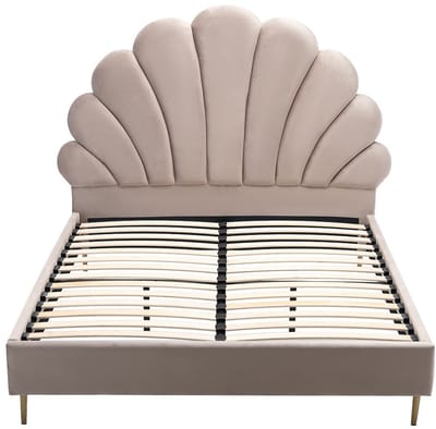 Vente-unique Bedframe fluweel beige 160 x 200 cm LIVAYA