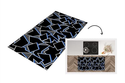 Keukenloper - Loper keuken - Vormen - Geometrie - Zwart - Design - 120x60 cm - Keukenloper vinyl