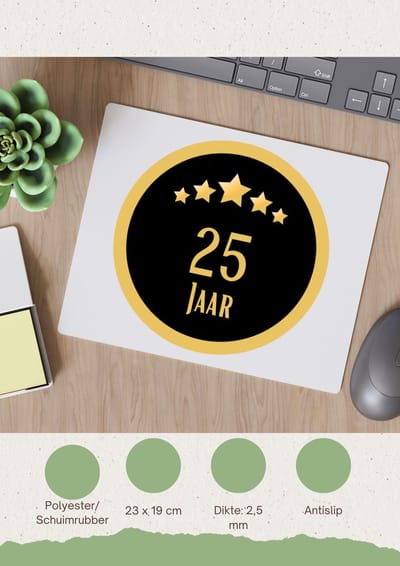 Akyol - 25 jaar Muismat - Hoera 25 jaar - iemand die 25 jaar is geworden of 25 jaar lang een relatie hebben of getrouwd zijn - verjaardagscadeau - verjaardag - cadeau - kado - geschenk - gift - relatie - trouwdag - jubileum - 23 bij 19 cm