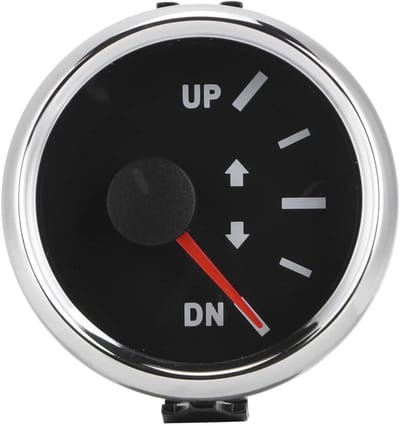 Dailygoods- Trimmeter 52 mm - Bootversnellingsmeter - Signaaltrim 0-190 ohm - IP67 Waterdicht - Zwarte Wijzerplaat/Zilveren Frame - Rode Achtergrondverlichting - Bootmeter