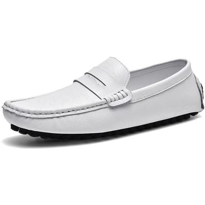 Leren Loafers Casual Schoenen Stiksels Rundleer plus Maat Herenschoenen 46 white