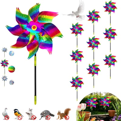 Namajunas - Duivenverjager - Holografisch vogelverjager - Vogelverschrikkers - Reflecterende windmolen - Tuin- en terrasdecoratie - 10 stuks - Diervriendelijk